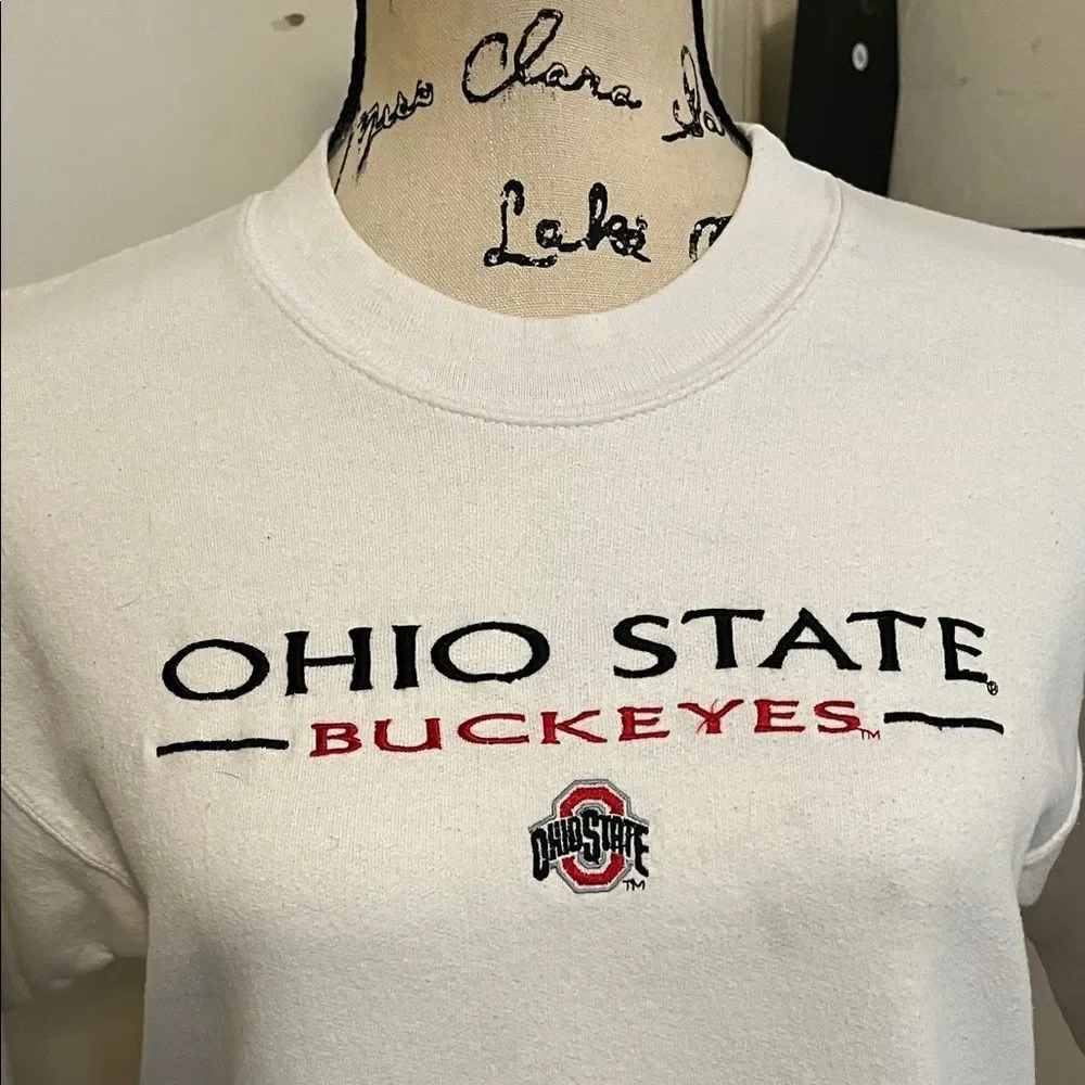 Ohio State Buckeyes Vintage Graphic White Pullover Sweatshirt
